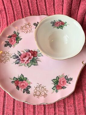 Lefton Tea and Saucer Set - Pink Rose Pattern